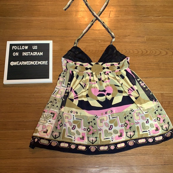 Printed Silk Halter Tunic - Picture 2 of 4